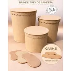 Trio tampo babado orgânico liso mdf para cilindros festa