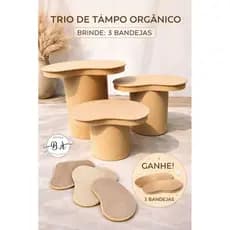 Trio de tampo babado orgânico mdf para cilindros