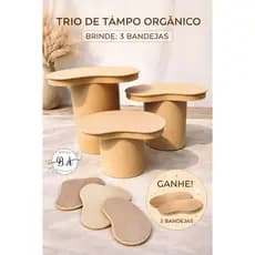 Kit Tampo para Cilindros babado orgânicos Mdf + Brinde bandejas