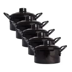 5 Mini Caçarolas Cor Preto Servir Acompanhamento No 10