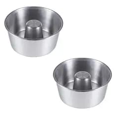 2 Formas de Aluminio Pequena Com Furo Meio N 14 Para Bolo Tipo Padaria / Pudim / Torta Suica 600ml