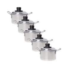 Kit com 5 Mini Panelinhas N°8 Cor Polido de Alumínio - Para Buffets e Restaurantes