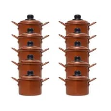 Kit com 10 Mini Caçarolas Panelinhas Com Tampa Para Servir Caldos Cremosos em Restaurante