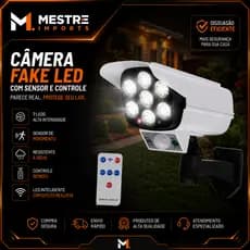 Câmera Falsa Sensor Presença Com 77 Led 60W Antifurto Ladrão Refletor Solar