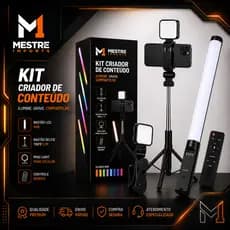 Kit Criador De Conteúdo Para Lives Reels Ring Light Celular Bastão Led Rgb