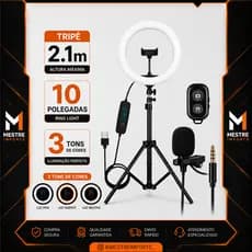 Ring Light Iluminador 10 Polegadas Com Tripé de 2.10 Metros Para Celular Luz High Light Led
