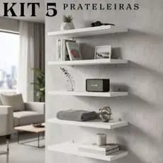 KIT 5 Prateleiras MDF 100% Decoração Sala Quarto Banheiro Cozinha Nicho Acabamento Impecável