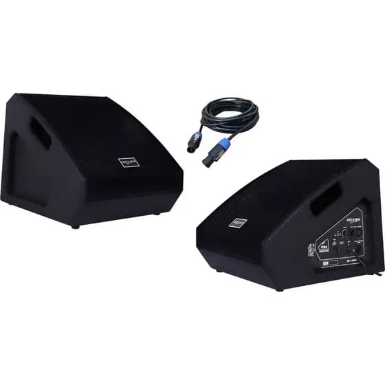 Par Caixa Retorno Monitor Ativo + Passivo LL Áudio 8 Polegadas 200wrms + Cabo
