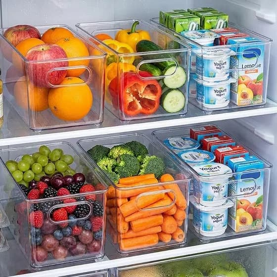 Kit 5 Organizador de Geladeira Armário Multiuso Caixa Organizadora