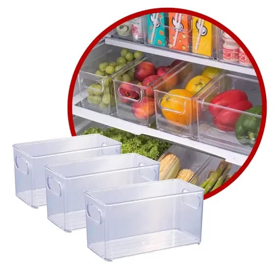 Kit 3 Organizador Multiuso de Geladeira Armário Cozinha Porta Tempero Organizador mantimentos