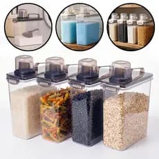 Kit 4 Dispenser Multiuso Pote Hermético Porta Mantimento Sabão Liquido Amaciante