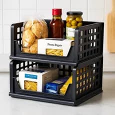 Kit Organizador Empilhável de Armário Despensa Cozinha Caixa Organizadora Prateleira