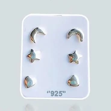 Kit Trio Brincos Prata 925