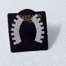 Brinco Banhado a Prata com Strass