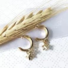 Brinco Argolinha Banhado a Ouro 18K Com Pingente