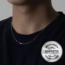 Corrente Veneziana Prata 925 e Aço Inox Hipoalergênico Colar Masculino Feminino 45cm 50cm 60cm 70cm