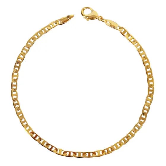 Pulseira Masculina Piastrine Banhada A Ouro 18K Fecho Lagosta Espessura 3 mm Comprimento 22 cm
