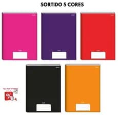 KIT 5 CADERNO BROCHURAO GRANDE 96 FOLHAS CAPA DURA