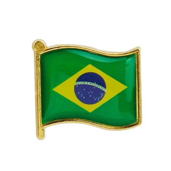 Broche Pin Botton Bandeira Brasil Brasileiro Patriota 2.5x2.5cm - RE-007-M