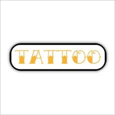 Placa Quadro Tattoo Branco e Amarelo - Decoração