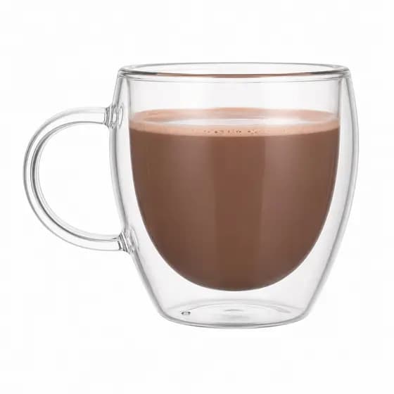 Caneca De Vidro Duplo Transparente Com Alça 240ml Café