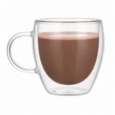 Caneca De Vidro Duplo Transparente Com Alça 240ml Café