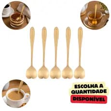 1/5/10 Peças Colher Coração para Cozinha Mesa Posta Douradas Café Sobremesa Chá