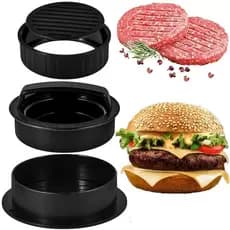 Kit Moldador de Hambúrguer 5 Peças Com Base Removível Tamanhos Diversos Churrasqueira Grill Burger Caseiro