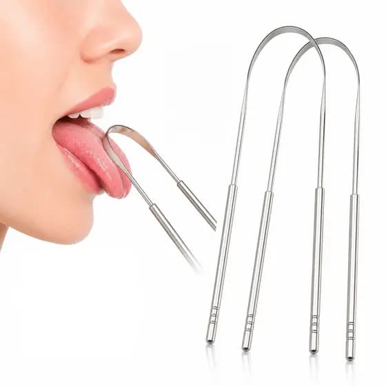 Kit Com 2 Raspadores De Língua Em Metal Reutilizável