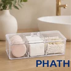 Caixa Organizadora Transparente Com Tampa 3 Nichos Porta Objetos Organizador Multiuso Acrílico