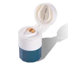 Porta Comprimido com Cortador e Amassador 3 em 1 Multiuso