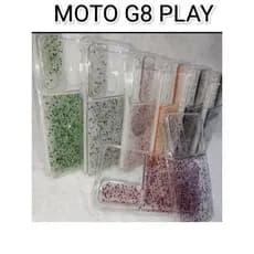 CAPA Silicone Case/ CAPINHA GLITTER LUXO TRANSPARENTE  Para Com Protetor de Motorola Moto G8 Play Câmera