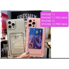 Capa Carteira De Silicone Flexível Transparente Com Porta Cartão Para iPhone 11/iPhone 11 pro max/iPhone 12/iPhone 12 pro Max