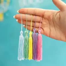 10 Tassel 70mm Tons Pastel Pingente Poliéster Chaveiro Artesanato Encadernação Agenda Planner Bijuterias DIY