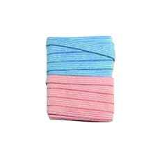 Kit Elástico Lurex Glitter 7mm Bicolor Rosa Bebê e Azul Bebê 4m Encadernação Agenda Planner Scrapbook DIY - Ref. BI001