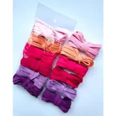 12 Metros Elástico Chato 7mm Tons Rosa ao Roxo Kit 6 Cores Costura Artesanato Encadernação Agenda DIY - ref EC004