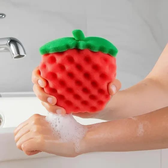 Esponja Banho Corporal Fruta Vermelha Macia Esfoliante Higiene Pele Costas