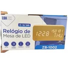 Relógio Digital De Mesa Retrô Design Tipo Madeira Com Alarme