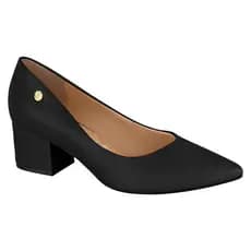 Sapato Feminino Scarpin Salto Baixo Bico Fino Vizzano Original Preto Branco Bege