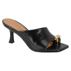 Sandalia Feminina Tamanco Anel Vizzano Original Elegante Old Money Preto Branco Off Cacau