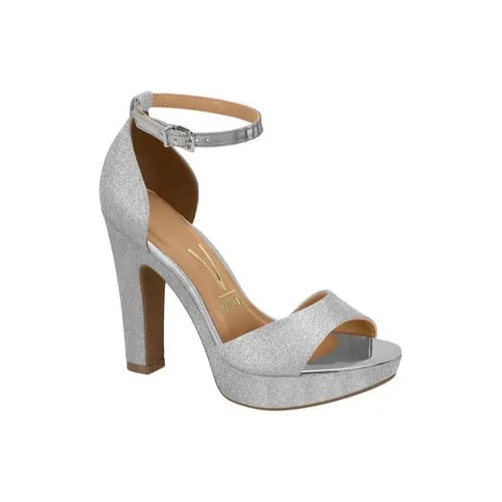 Sandalia de Salto Alto Plataforma de Glitter Vizzano Original Prata Ouro Rosa