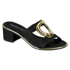 Beira Rio Tamanco Fivela Salto Baixo Elegante Casual Conforto Preto Branco Nude Vermelho