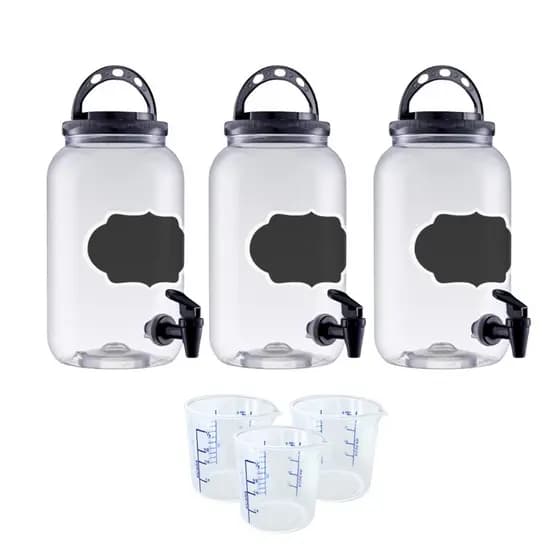 Kit 3 Dispenser Amaciante Sabão Em Pó Liquido 3,6l Lousa Torneira + Copo Medidor 100ml