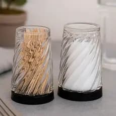 Kit Porta Palitos e Saleiro de Mesa Acrílico Espiral Twist Preto