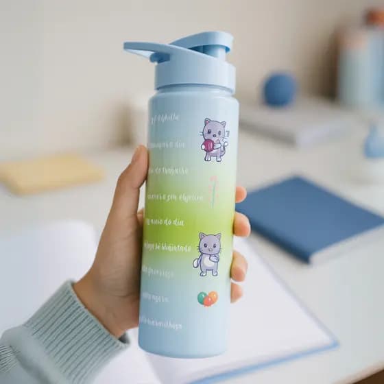 Garrafa Agua Squeeze Degrade Tie Dye Verde 750ml Squeeze Tampa Anti Vazamento