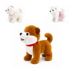 Cachorro De Pelúcia Interativo Anda Late Pisca Olhos Com Coleira Brinquedo Infantil