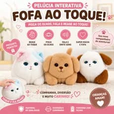 Bichinho Interativo Reage Ao Toque Pisca Olhos Fala Pelúcia Fofa
