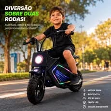 Moto Elétrica Infantil Mini Scooter 300W Com Luz LED Bluetooth