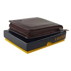 Carteira Masculina De couro Ziper Porta Cartão Moedas RG CNH Marrom