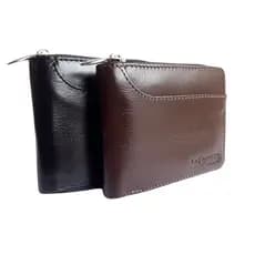 Carteira masculina com ziper de couro porta cartão moedas documentos Moderna CNH RG notas
